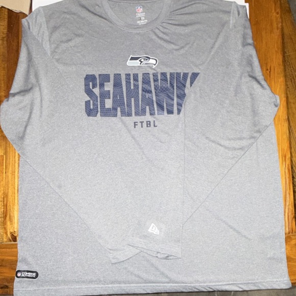 New Era Seattle Seahawks NFL Long Sleeve Shirt XXL Gray Blue Football - Picture 6 of 6